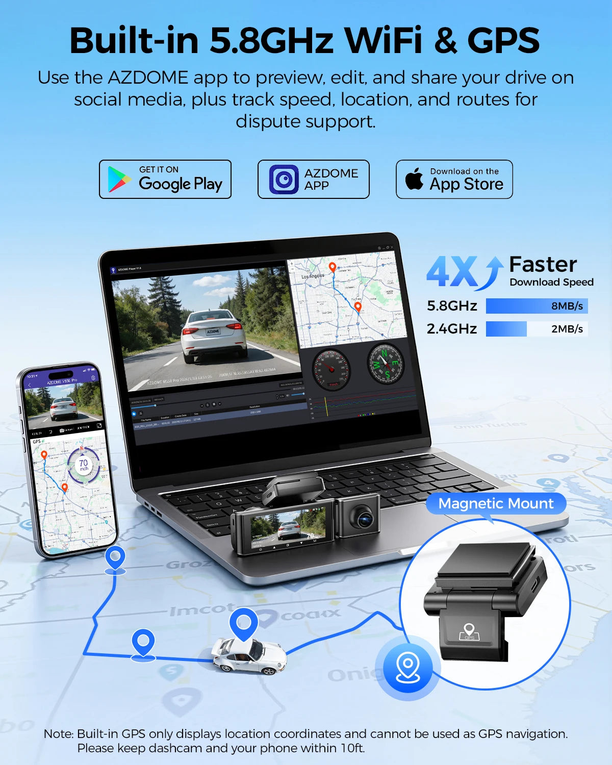Upgrade AZDOME M550 Pro Dash Cam 4K Front Dashcam Auto 5.8Ghz Wi-Fi GPS G-sensor Car lifestyle view