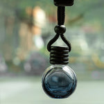 Empty Black Cap Square Car Perfume Bottle | Glass Diffuser Ornament close-up view