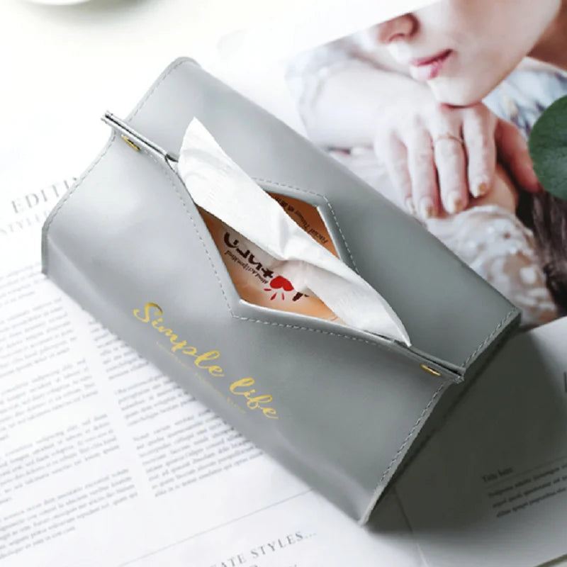 Leather Tissue Box Napkin Holder Car Tissue Box Home Living Room Holder Case Storage Hotel Carton Household Home Large Storage