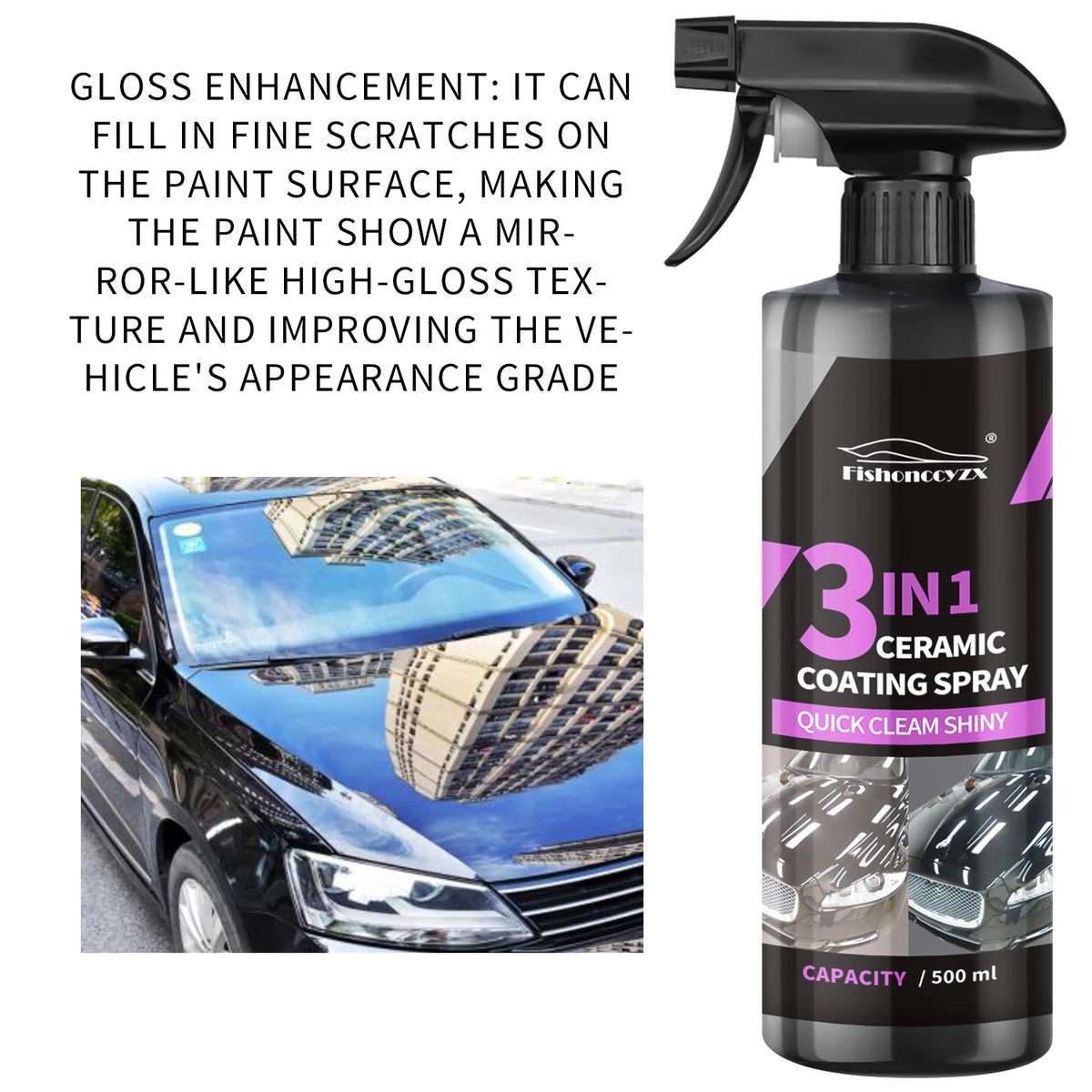 3 in 1 Car Ceramic Liquid Coating Spray Nano Crystal Hydrophobic Layer Polishing Agen alternate view