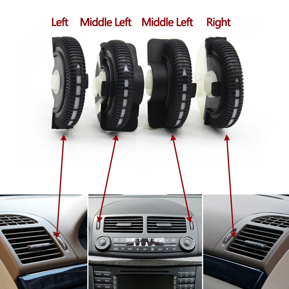 2PCS Set Car Front Rear Air Conditioning AC Vent Rolling Wheel For Mercedes BENZ E Class W211 E220 E280 E320 E350 E55