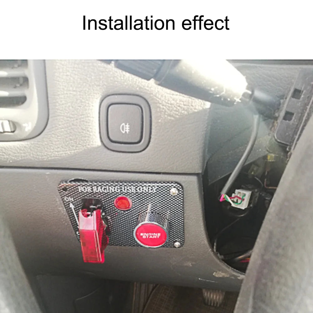 Car Switch Panel 2 Toggle Start Push Button Carbon Fiber
