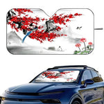 Chinese Plum Flower Sunshade Windscreen 3D Film Plaid Gift Novelty Car Front Window V lifestyle view