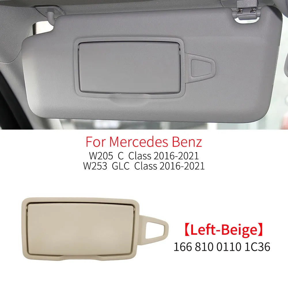 Car Interior Front Sun Shade Visor Makeup Cosmetic Mirror Cover For Mercedes Benz C GLC Class W205  W253 C180 C200 GLC260 GLC300