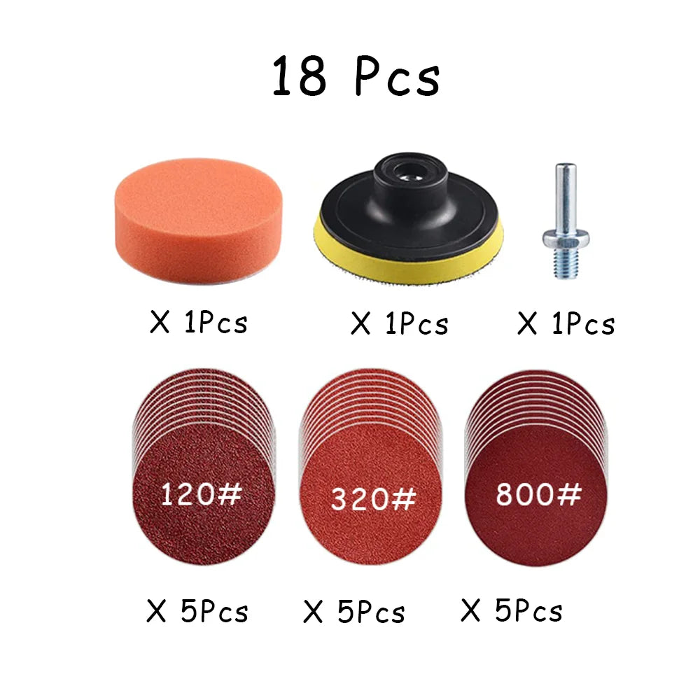 15-65 Pcs Car Headlight Repair Restoration Kit 3 Inch 75mm Sanding Plate Waxing Spong lifestyle view