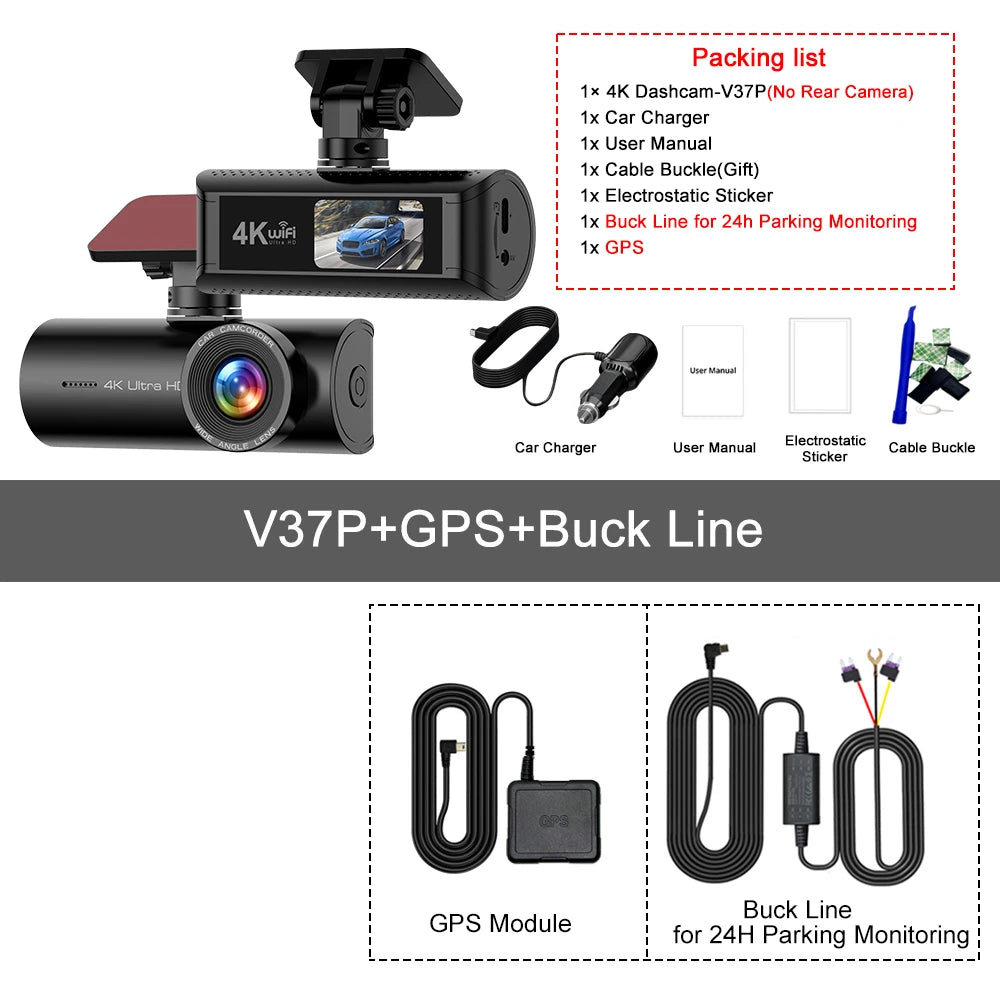 Kocam 4K WiFi Dash Cam | Dual Lens Car DVR with Night Vision and GPS alternate view