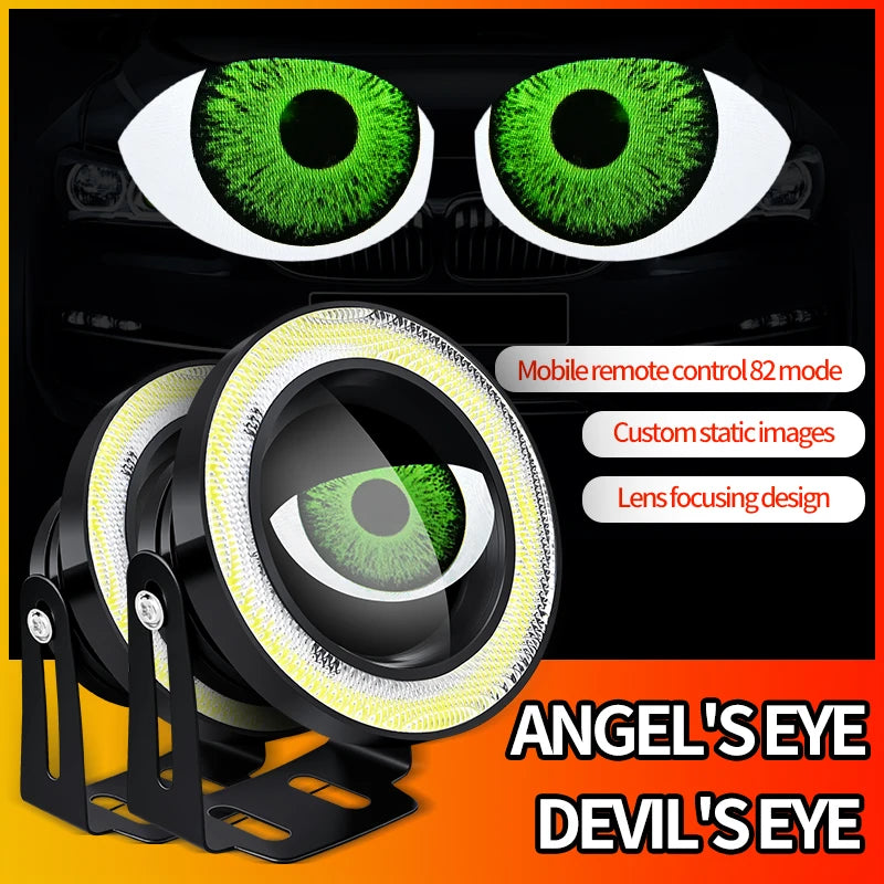 Devil's Eye LED Car Dynamic HeadLamps Angel Eyes lamp Waterproof Headlight 82 Modes Devil Eyes Retro