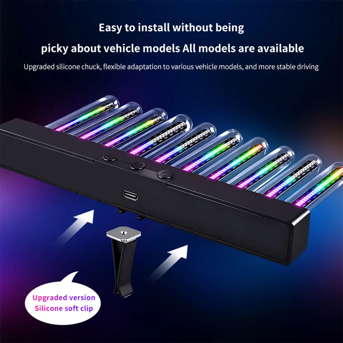Car RGB Sound Control Pickup Light | Dynamic Gradient Atmosphere Lamp for Air Vent or Da detail view