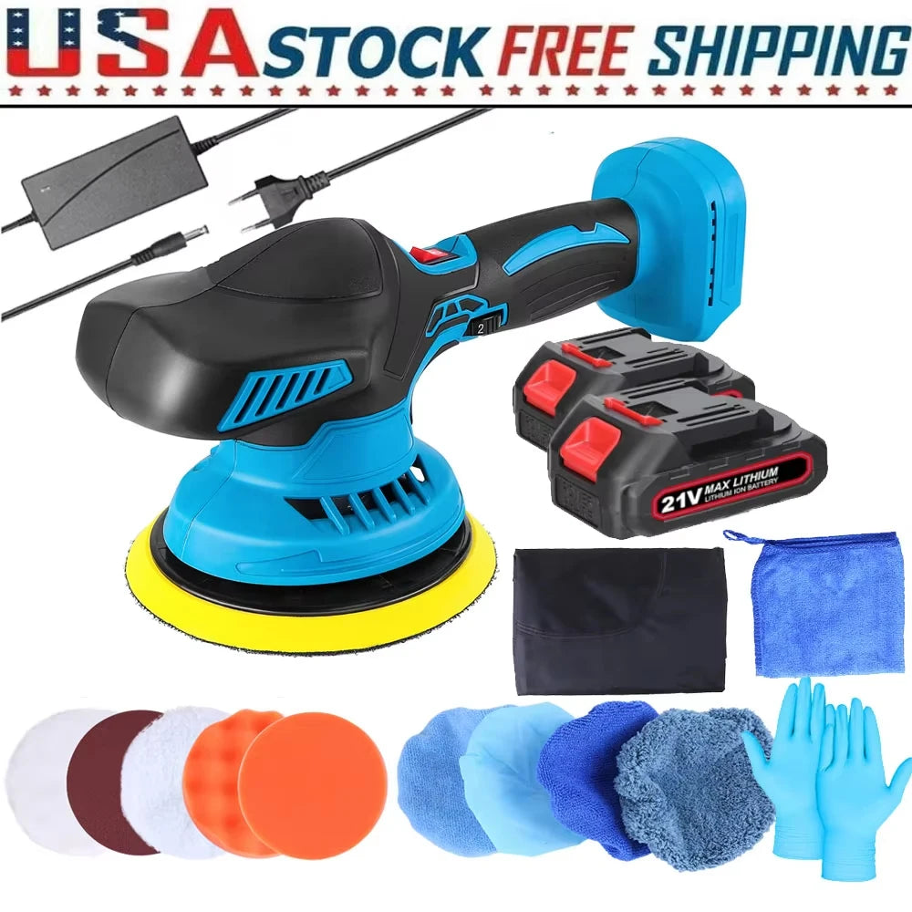 New Cordless Car Buffer Polisher 6 Speed Adjustable With 2 12V Batteries Powerful Portable Orbital Polisher For Household Cleaning Metal Polishing Wood Sanding And Rust Removal