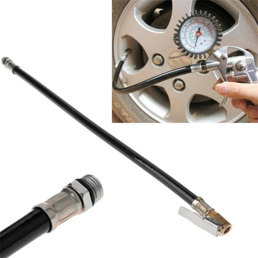 Portable Air Tyre Inflator Hose | Rustproof Auto Pump Gauge Connector additional angle