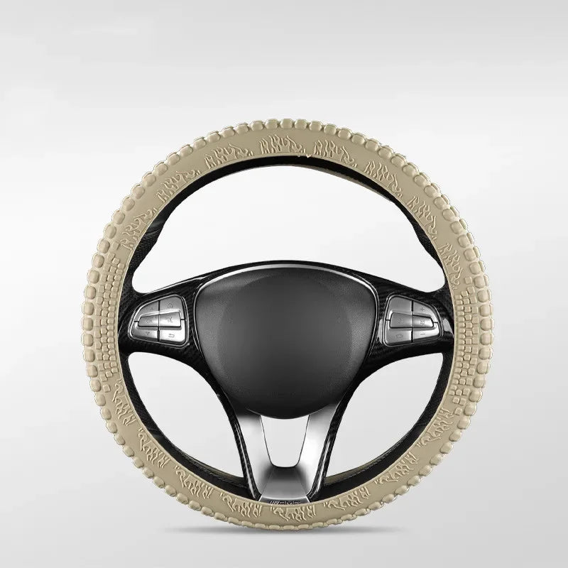 Universal Elastic Car Silicone Steering Wheel Cover Tire Texture Soft No Inner Ring additional angle