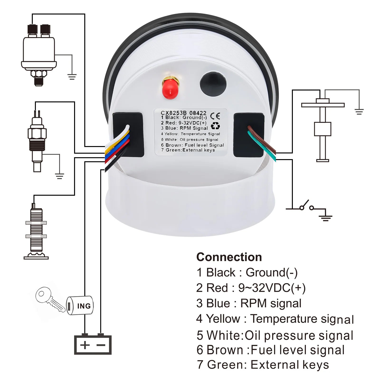 85mm 6 in 1 GPS Speedometer and Tachometer | Digital Gauge with Oil Pressure, Water additional angle