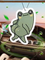Dancing Frog Design "Sustainable Freshness" Long-Lasting Car Air Freshener - Aromatherapy Scented Paper Pendant, Suitable for Rearview Mirrors and Air Vents, Stress-Relief Fragrance Accessory, Car Air Freshener, Long-Lasting