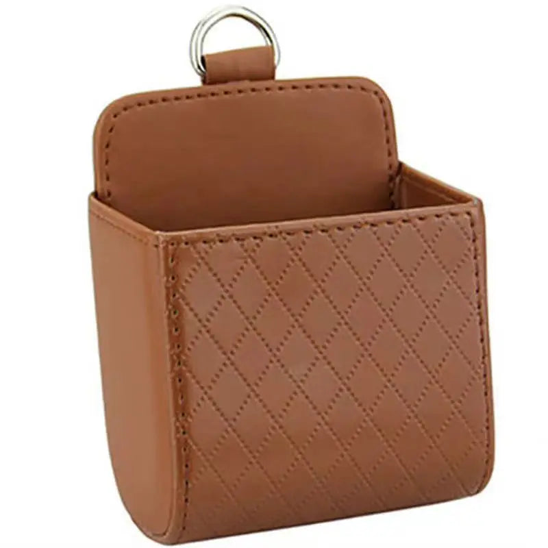 Car Air Outlet Hanging Storage Bag, Leather Dashboard Organizer for Phone, Key, Sungl alternate view