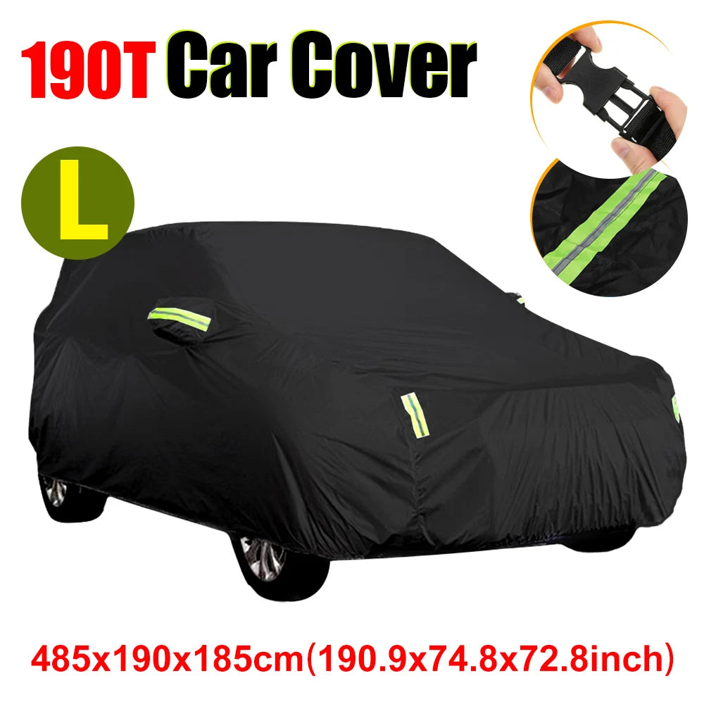 190T Full Car Cover for SUV | Universal Rain Snow All Weather Protection close-up view