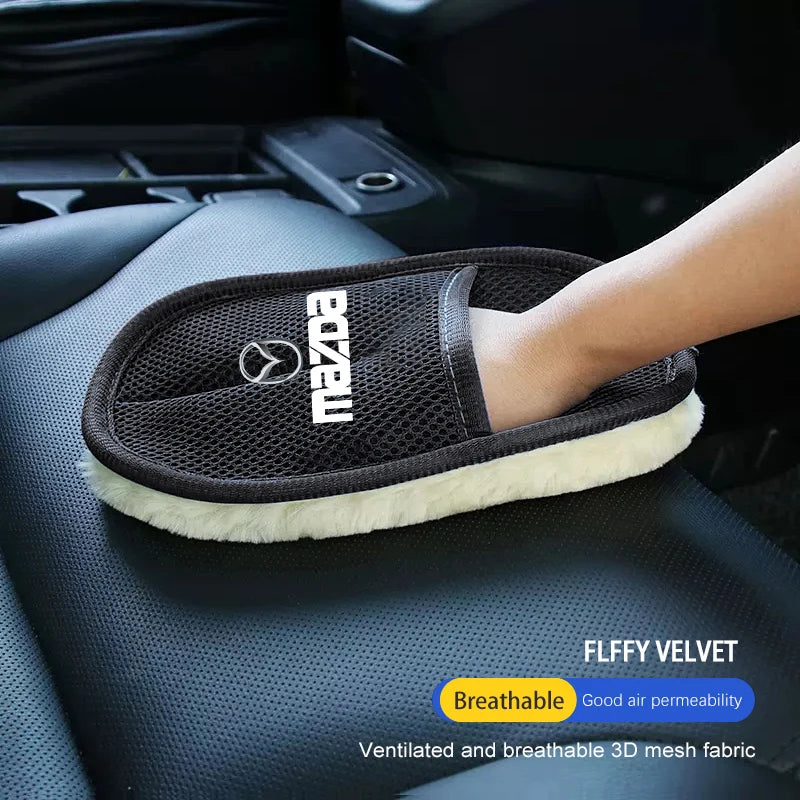 Car Plush Cleaning Gloves | Thickening Wool Wash Towel for Mazda lifestyle view