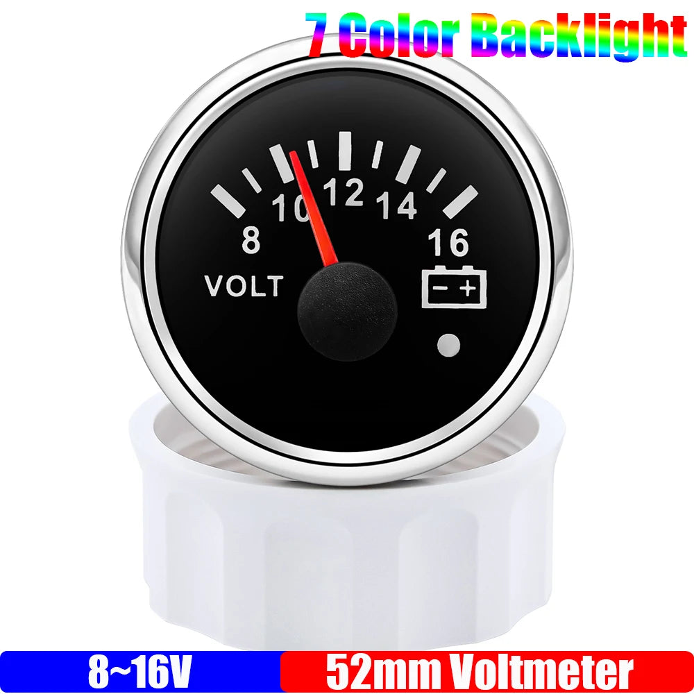 ZMFJH 7 Color Light 52mm Car Gauge Set | Fuel Water Level Voltmeter Oil Pressure Te additional angle