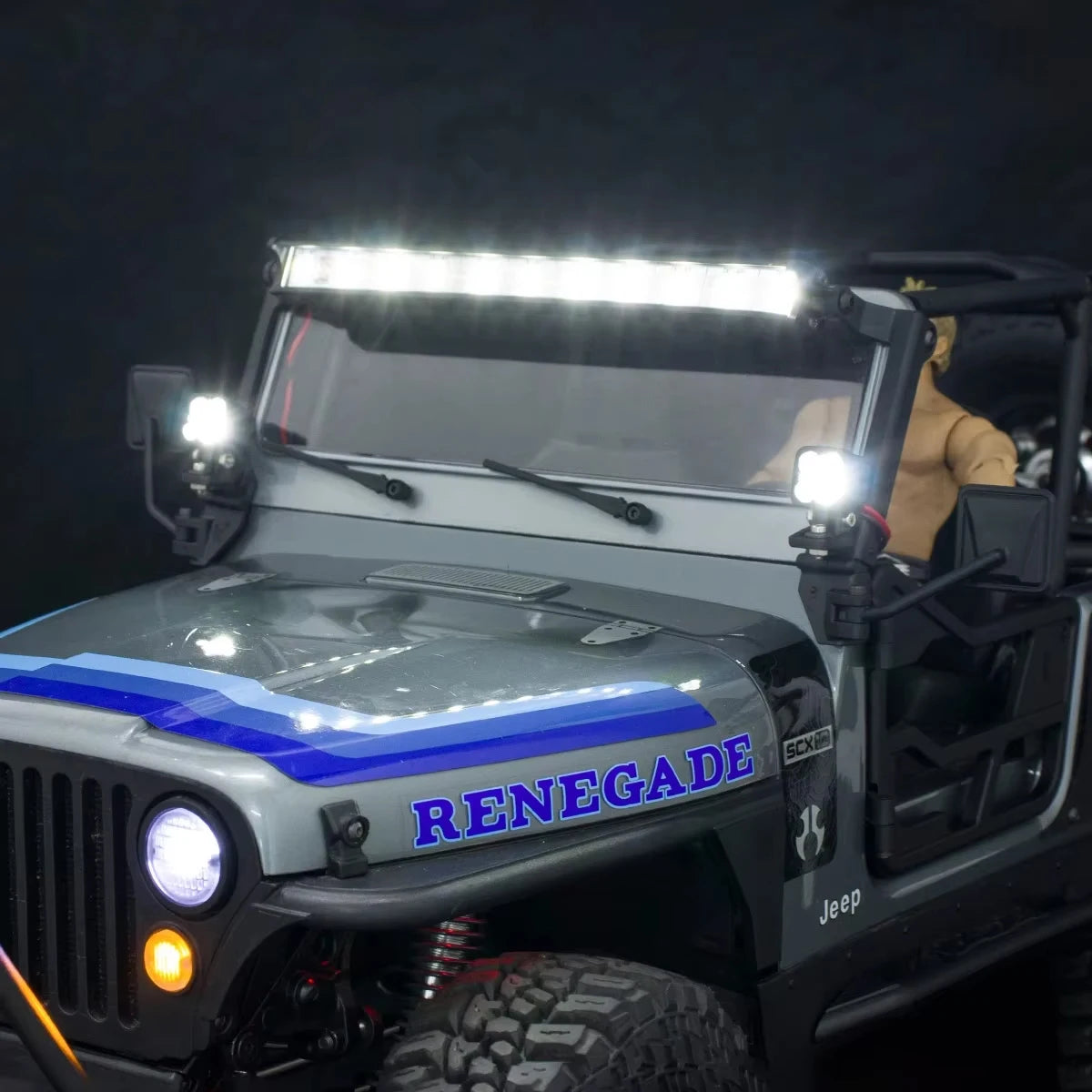Square LED Top Lights for 1/8 1/10 RC Crawler Axial SCX10 III CJ7 Wraith close-up view