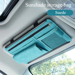 Suede Car Sunshade Storage Cover with Glasses Clip and ID Card Holder lifestyle view