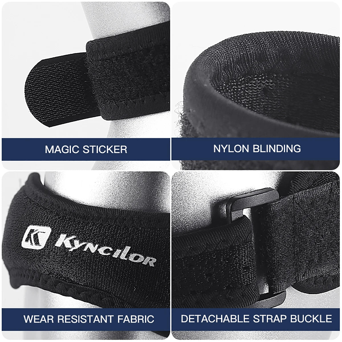 1 Piece Knee Patellar Tendon Knee Support Strape Brace Adjustable Shock Absorption Com close-up view