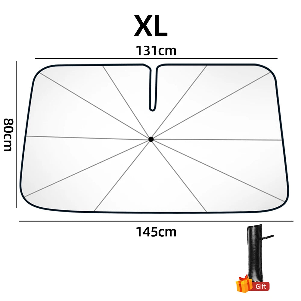 Car Windshield Sunshade Umbrella with 360° Rotation Handle