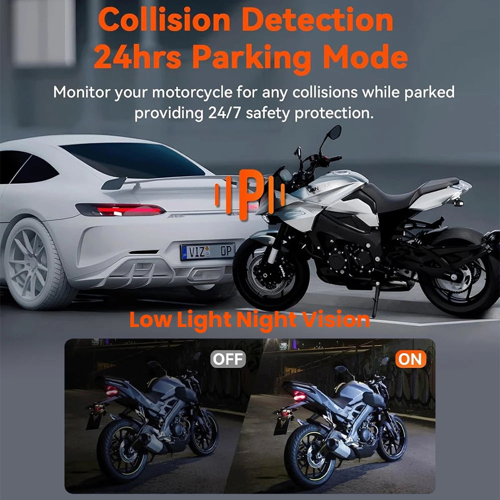 Dual 2K Motorcycle DVR Camera | Front Rear Waterproof Dash Cam with WiFi GPS lifestyle view