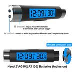 Car Digital LCD Clock and Temperature Display with Blue Backlight | Car Dashboard Thermometer