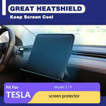 Tesla Model 3 Y Sunshade Screen Protector | Waterproof Fabric Navigation Cover