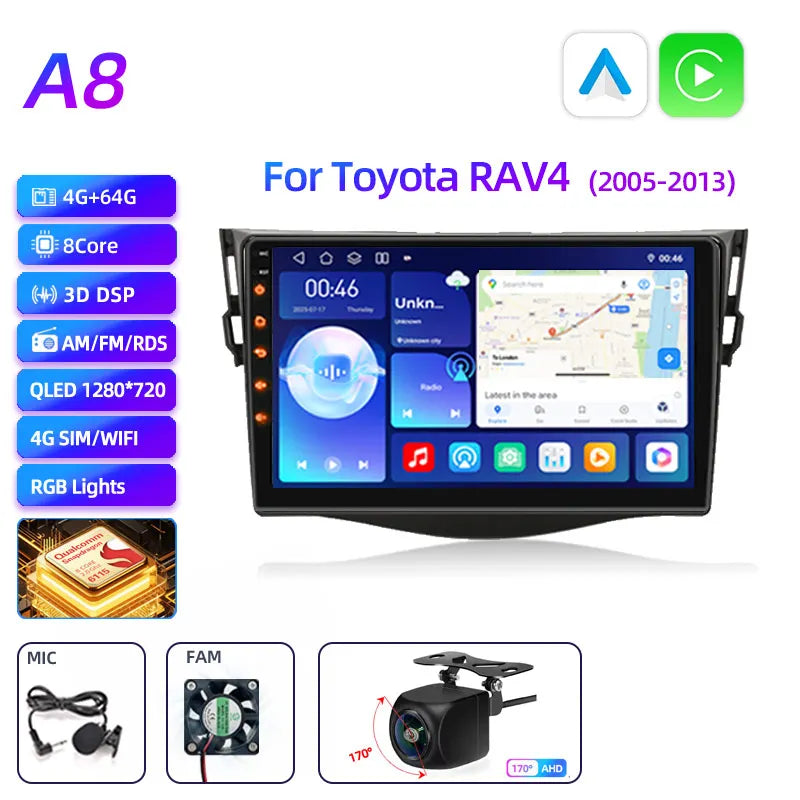 2026 New 2Din car radio, Snapdragon Android 15 supports CarPlay and Android Auto, suit close-up view