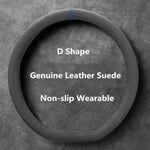 Car Steering Wheel Covers Cowhide Suede Steering Wheel Cover Wrap Universal 37-38cm additional angle