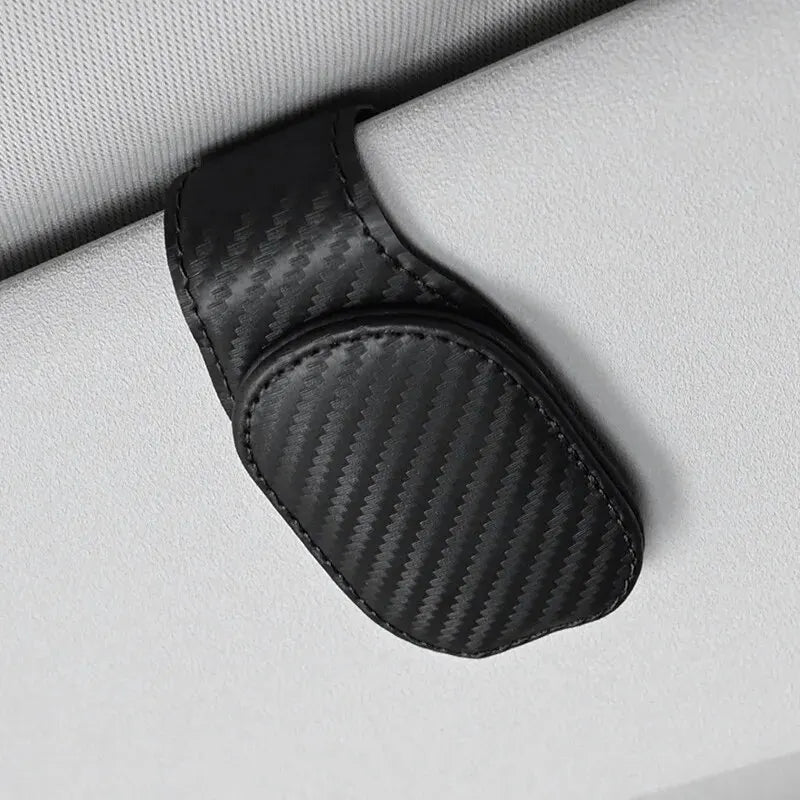 Universal Car Auto Sun Visor Eyeglass Hanger Clip Leather Glasses Holder Magnetic M additional angle