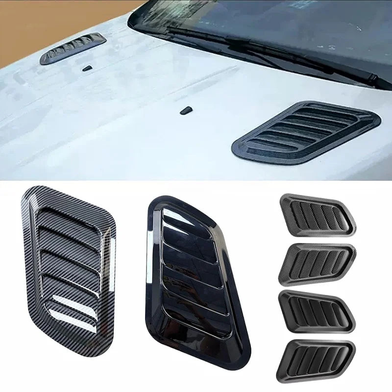 Universal Car Hood Scoop Carbon Fiber Air Intake Vent Cover 2PCS Styling Accessories Exterior Decora