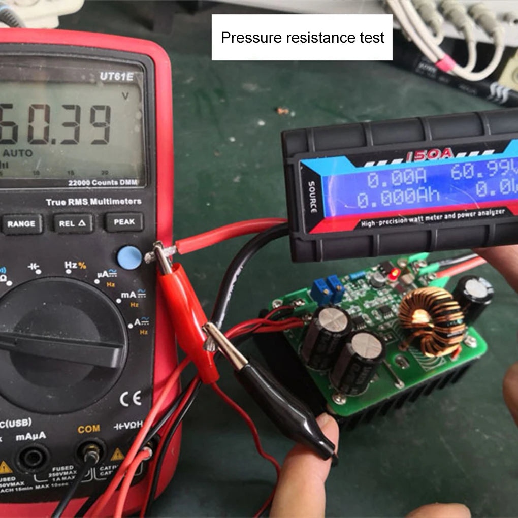 Digital Voltmeter with Backlight for Solar Panel and Electric Vehicle Measurement close-up view