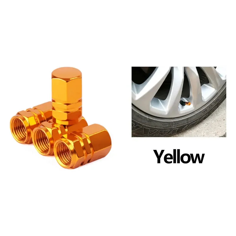 Aluminum Alloy Car Tire Valve Caps | 4-Pack Waterproof Dustproof Stem Covers for Auto lifestyle view