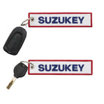 SUZUKEY Logo Keychain Double Sided Embroidery Alloy close-up view