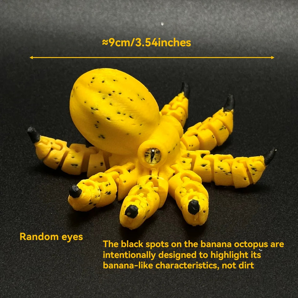 1pc Banana-Inspired Jointed Octopus Car Dashboard Ornament Sculpture, Colorful Car Ornament Collectible, Unique Banana Design