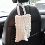 Pretty Girl Pearls Puff Grid Car Tissue Box Auto Seat Headrest Hanging Paper Tower Holder Organizer Car Interior Accessories