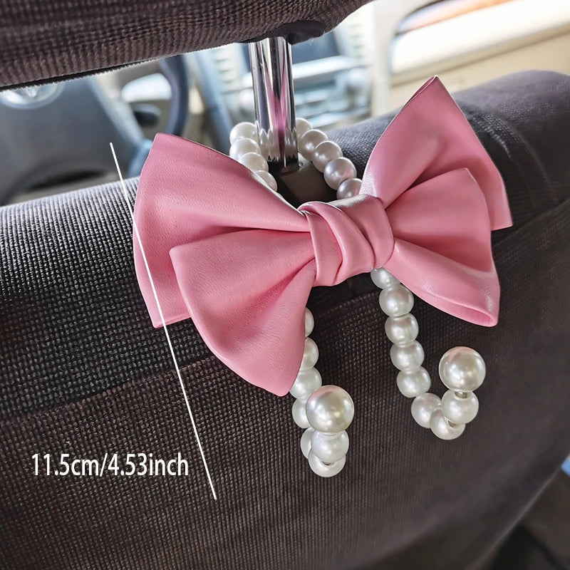 Bowknot Pearl Car Seat Back Organizer Clip Hanger lifestyle view