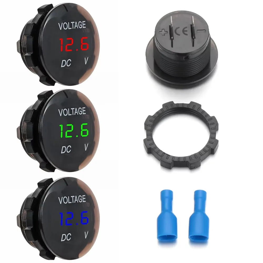 DC 10V-30V Digital Voltage Meter | Waterproof Voltmeter for Car Motorcycle ATV Boat 12V 24V