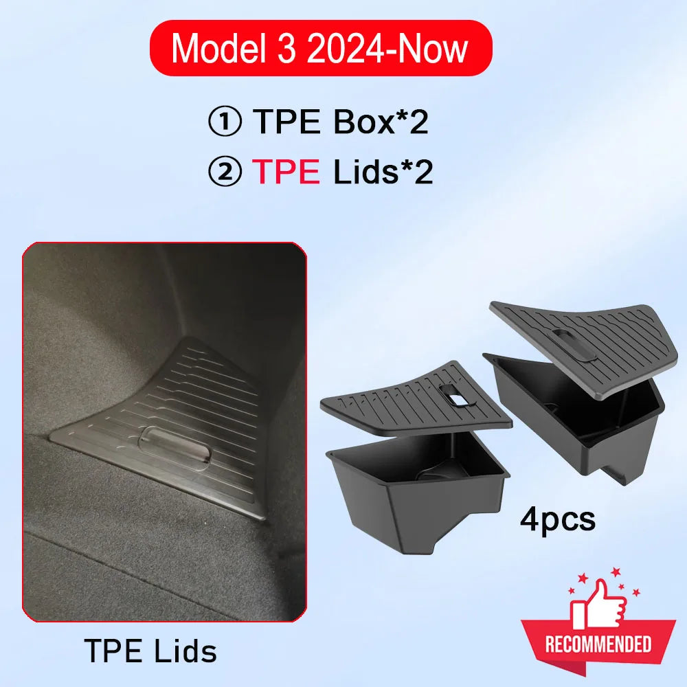 Tesla Model 3 Highland Trunk Storage Bins – Rear Trunk Side Organizer (2024–2026)