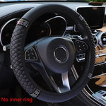 Steering Wheel Cover Without Inner Ring 37-38cm Faux Leather Diamond