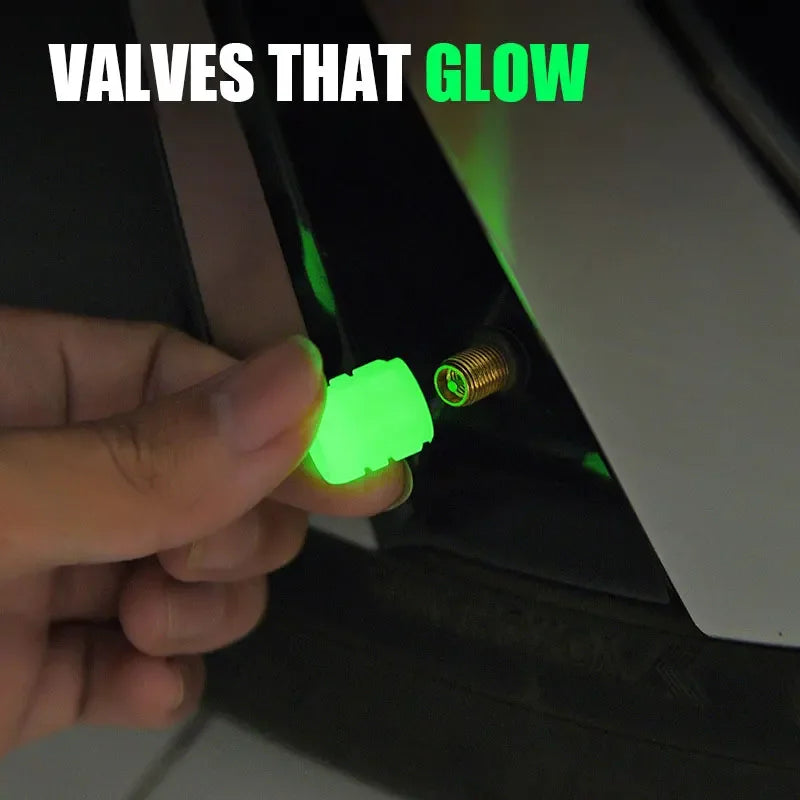 Glow-in-the-Dark Tire Valve Caps | Luminous Car Motorcycle Accessories alternate view