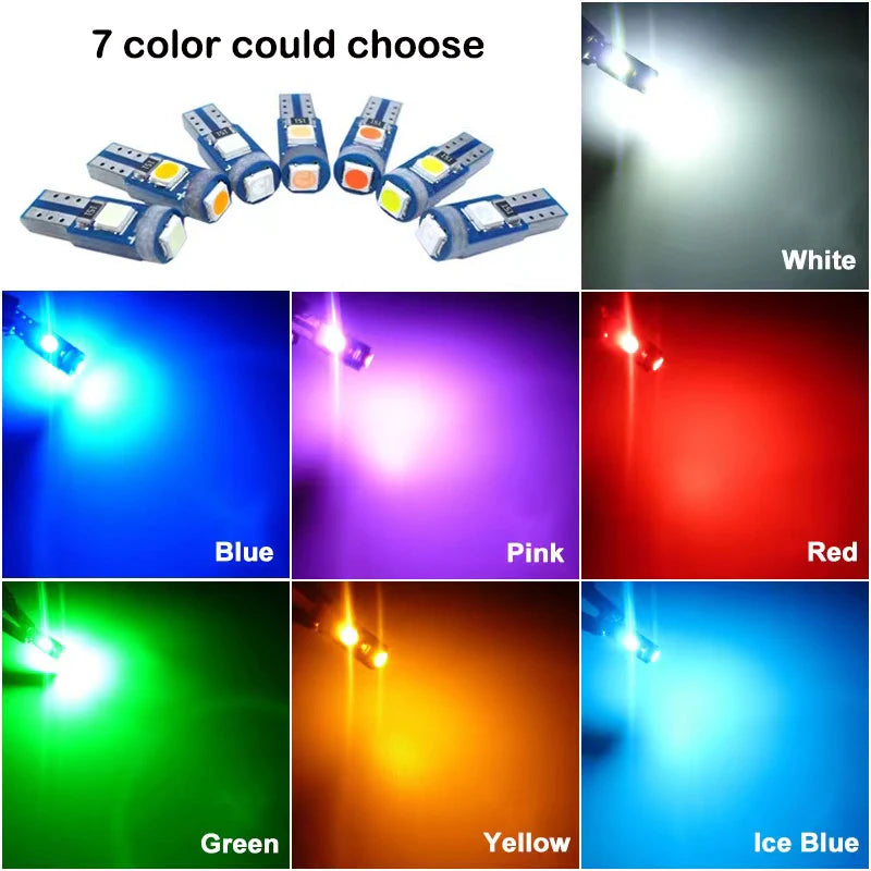10Pcs T5 Led Bulb W3W W1.2W Led Canbus Car Interior Lights Dashboard Colorful Indicator detail view
