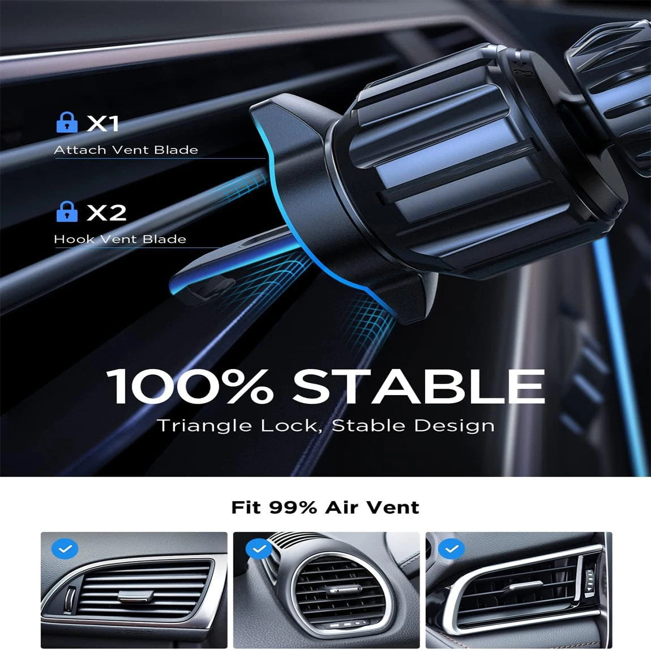 Upgraded 360° Magnetic Phone Holder for Car | MagSafe Compatible Air Vent Mount close-up view