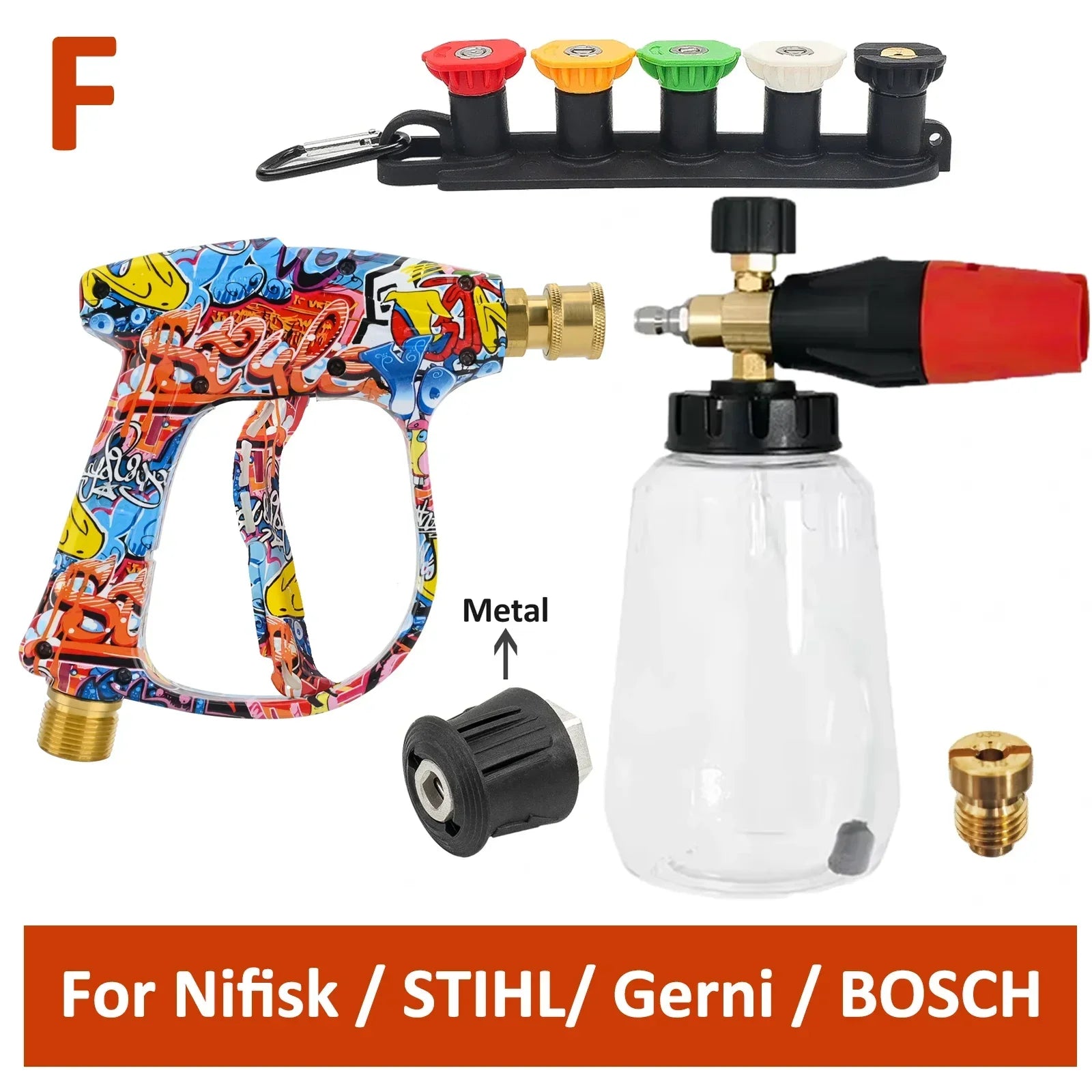 Graffiti Design High Pressure Washer Gun | 4350PSI Multi-Functional Tool with Foam Bottl detail view