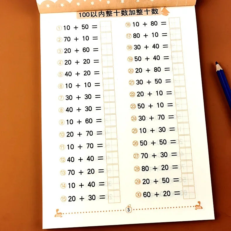 Addition Subtraction Math Practice Exercise Book for Kids Kindergarten lifestyle view