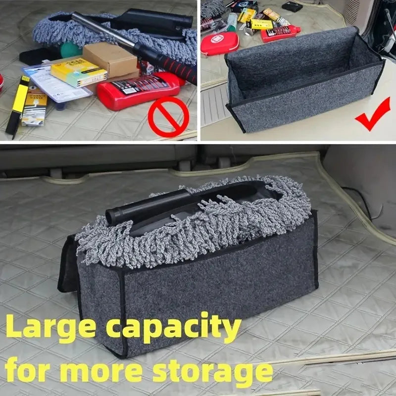 Car Trunk Soft Organizer Felt Storage Box Accessories Large Anti Slip Compartment Boo lifestyle view