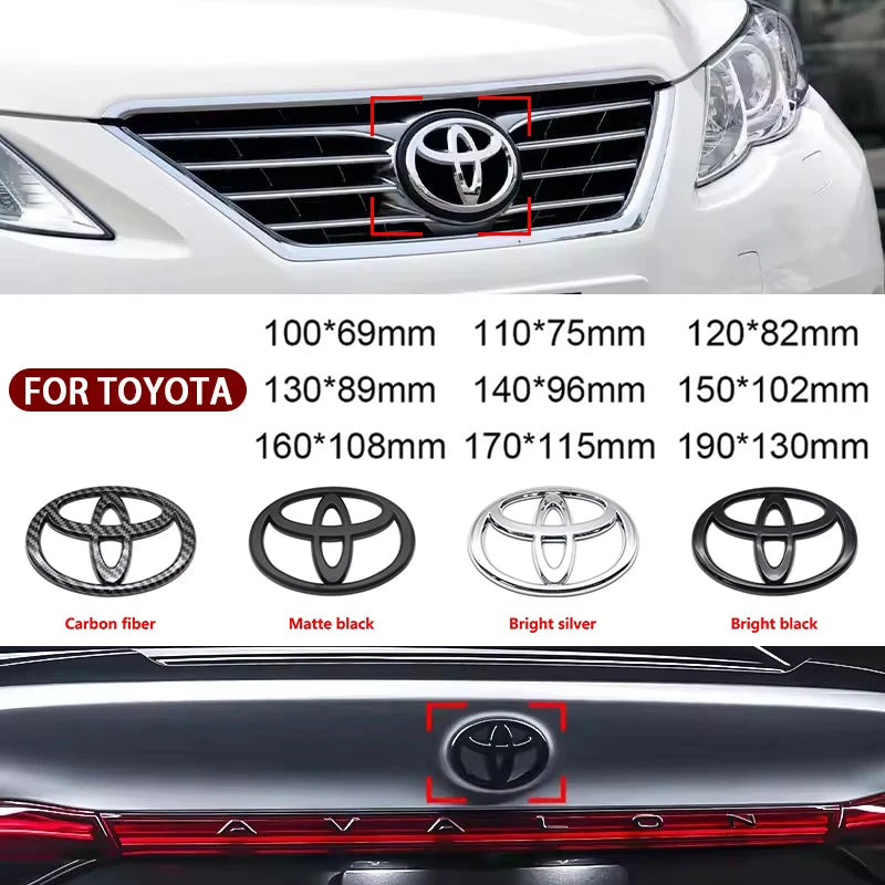3D Car Emblem Badge for Toyota Corolla Camry RAV4 Hilux Yaris | Gloss Black Matte Blac close-up view