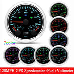 HD Customized 85mm 3 in 1 Gauge | GPS Speedometer, Fuel Gauge, Tachometer with Antenn alternate view