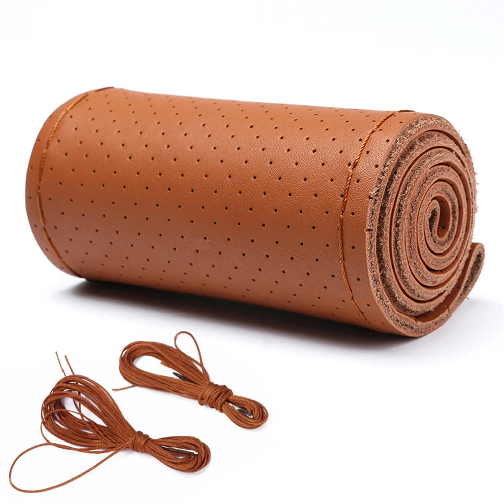 Universal Steering Wheel Cover Made of Leather Braid additional angle